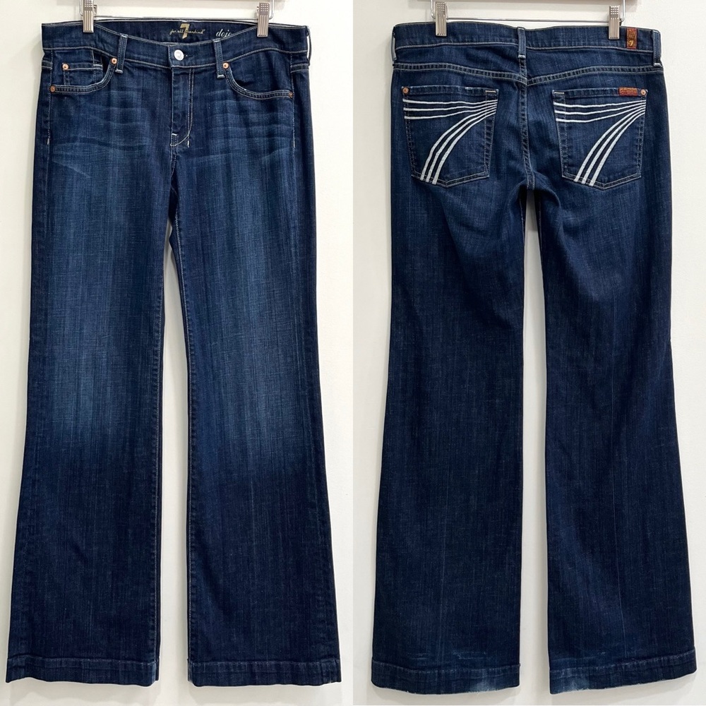 7 For All Mankind Dark Blue Flare Jeans